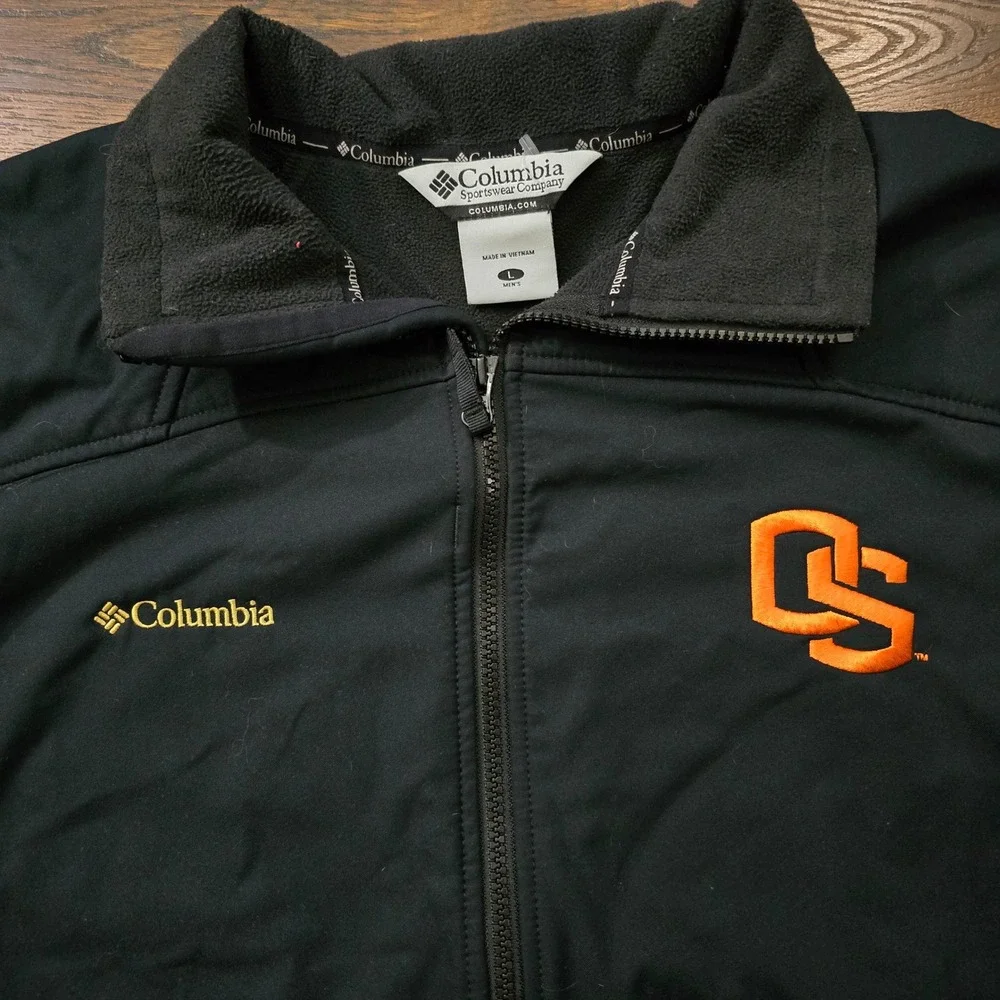 Columbia Oregon State Beavers Mens Softshell Jacket Black OSU Full Zip XM6651 L